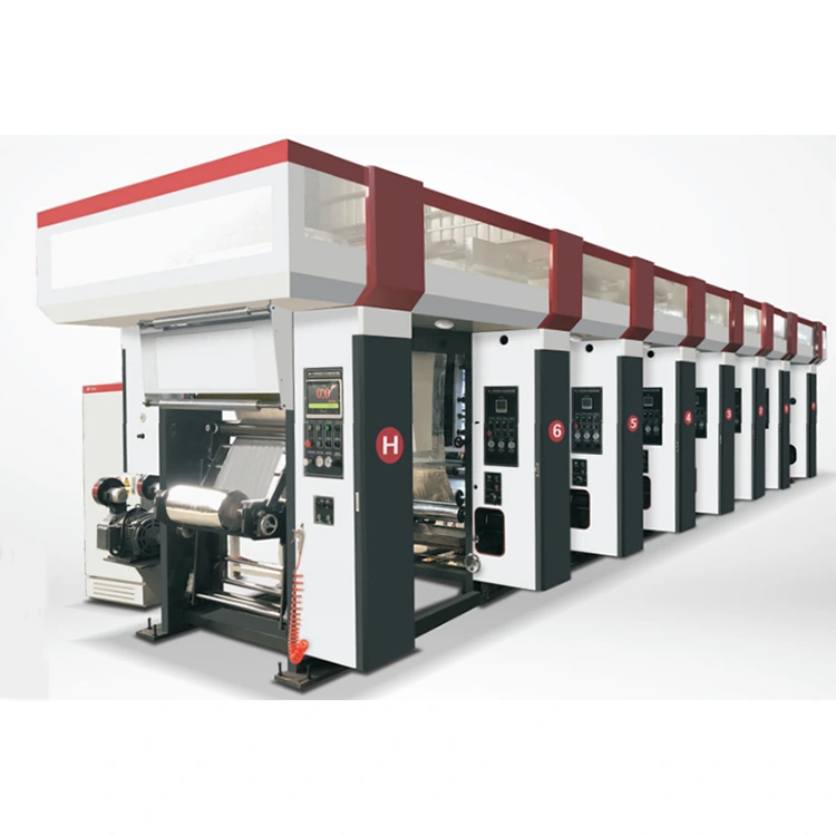 3-12 रंग संगणकीकृत ऑटोमॅटिक रोटोग्राव्हर प्रिंटिंग मशीन थ्री वेक्टर मोटर